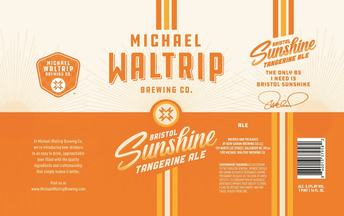Bristol Sunshine Tangerine Ale label art — MICHAEL WALTRIP BREWING CO.