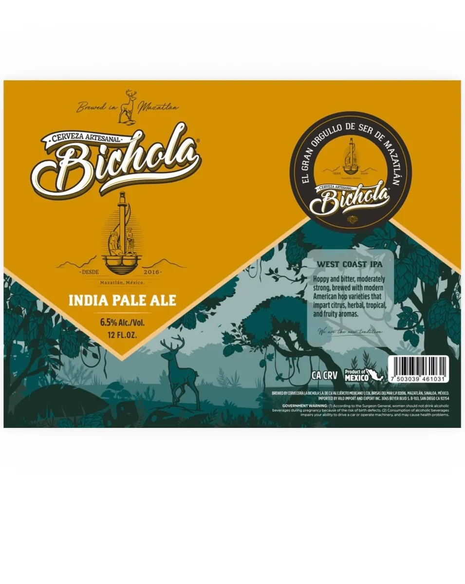 Cerveza Artesanal Bichola India Pale Ale — full label as filed with TTB