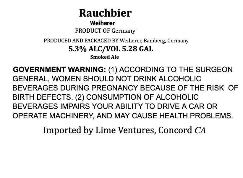 Rauchbier — full label as filed with TTB