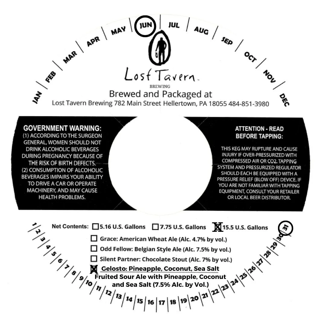 Gelosto: Pineapple, Coconut, Sea Salt — full label as filed with TTB