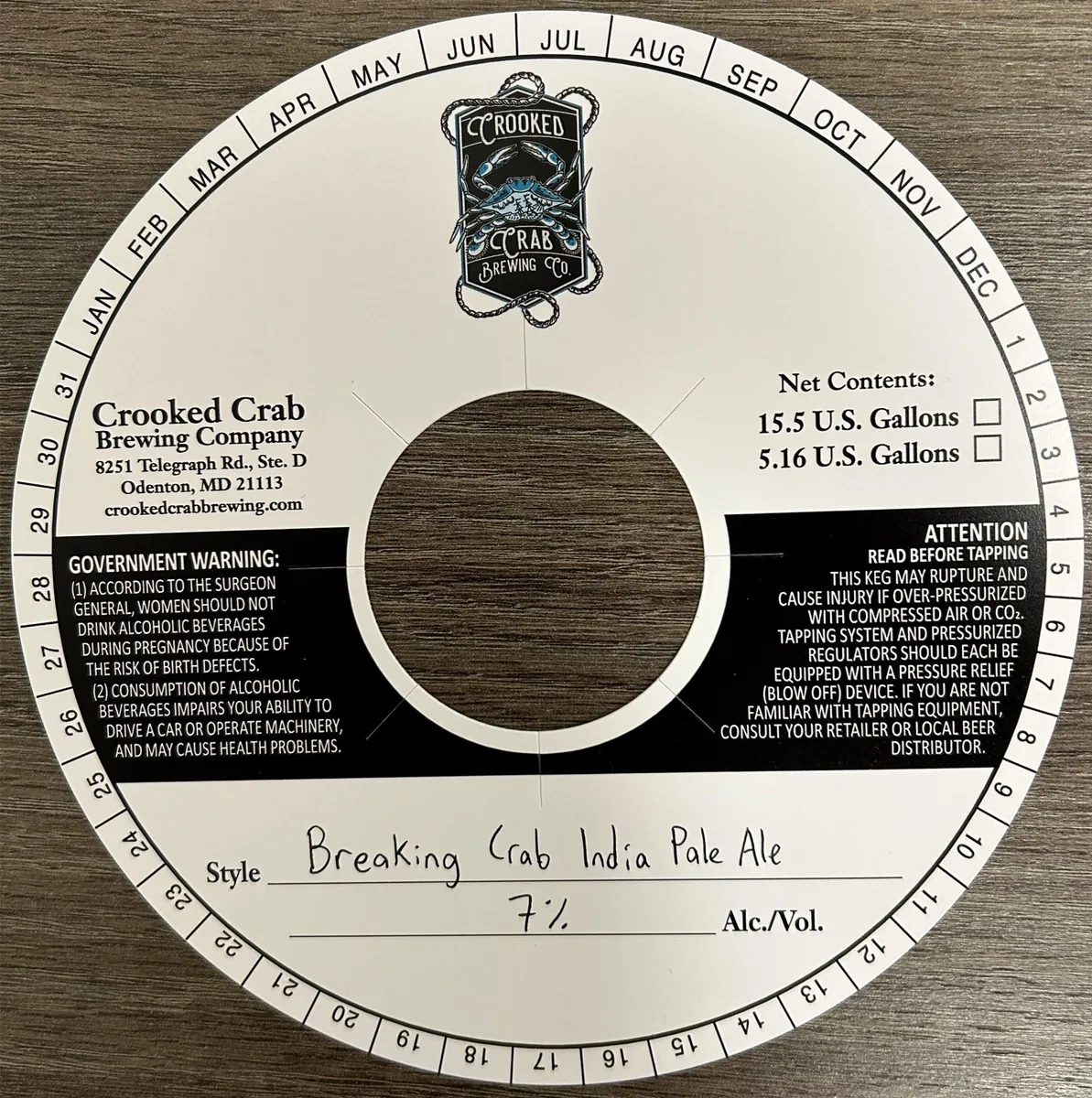 Breaking Crab India Pale Ale label art — CROOKED CRAB BREWING COMPANY