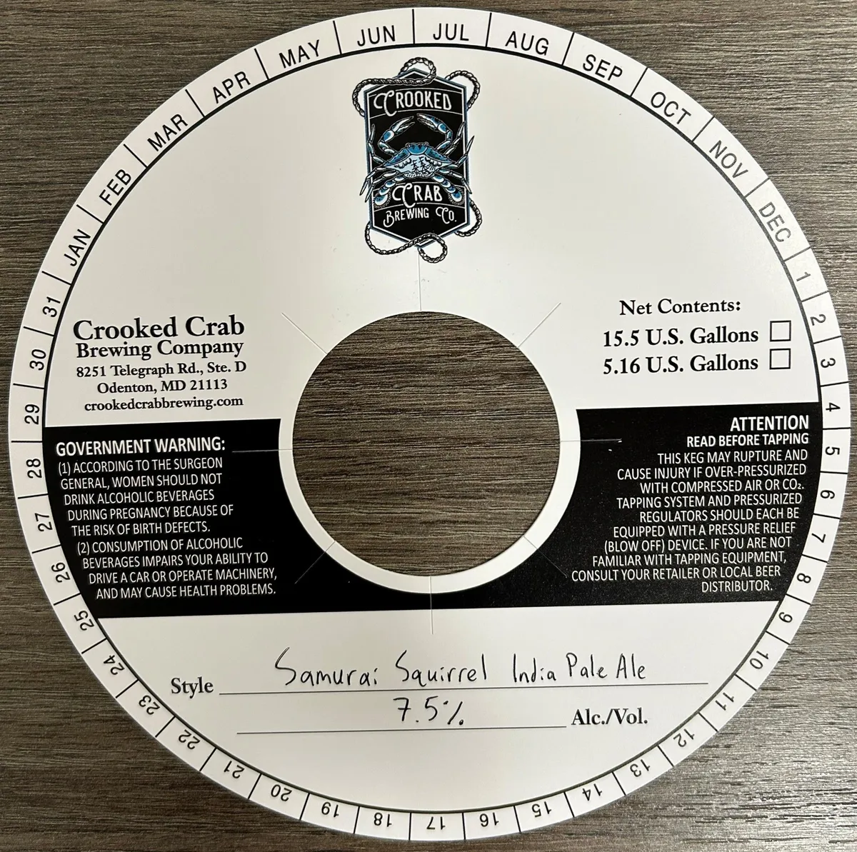 Samurai Squirrel India Pale Ale label art — CROOKED CRAB BREWING COMPANY