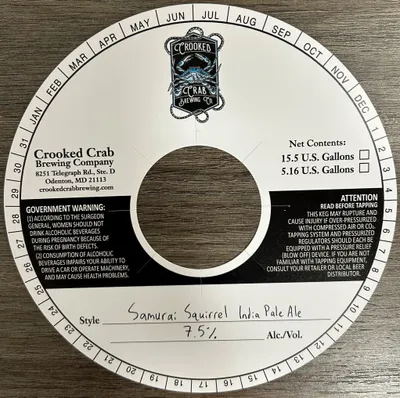 Samurai Squirrel India Pale Ale label