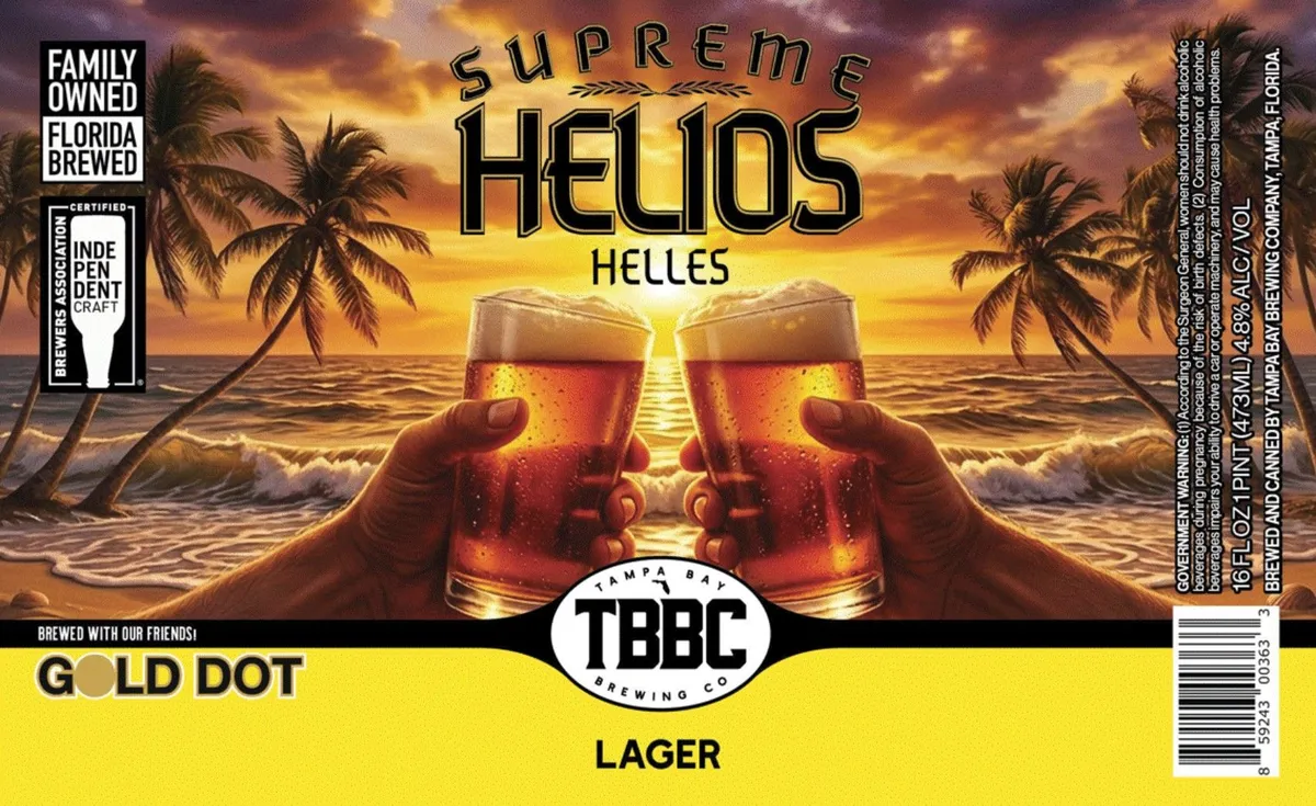 Supreme Helios label art — TAMPA BAY BREWING COMPANY