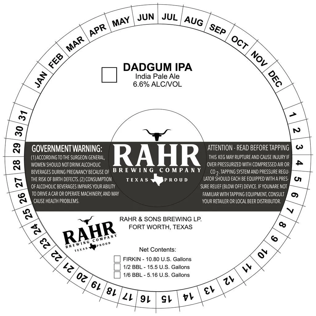 Dadgum IPA — full label as filed with TTB