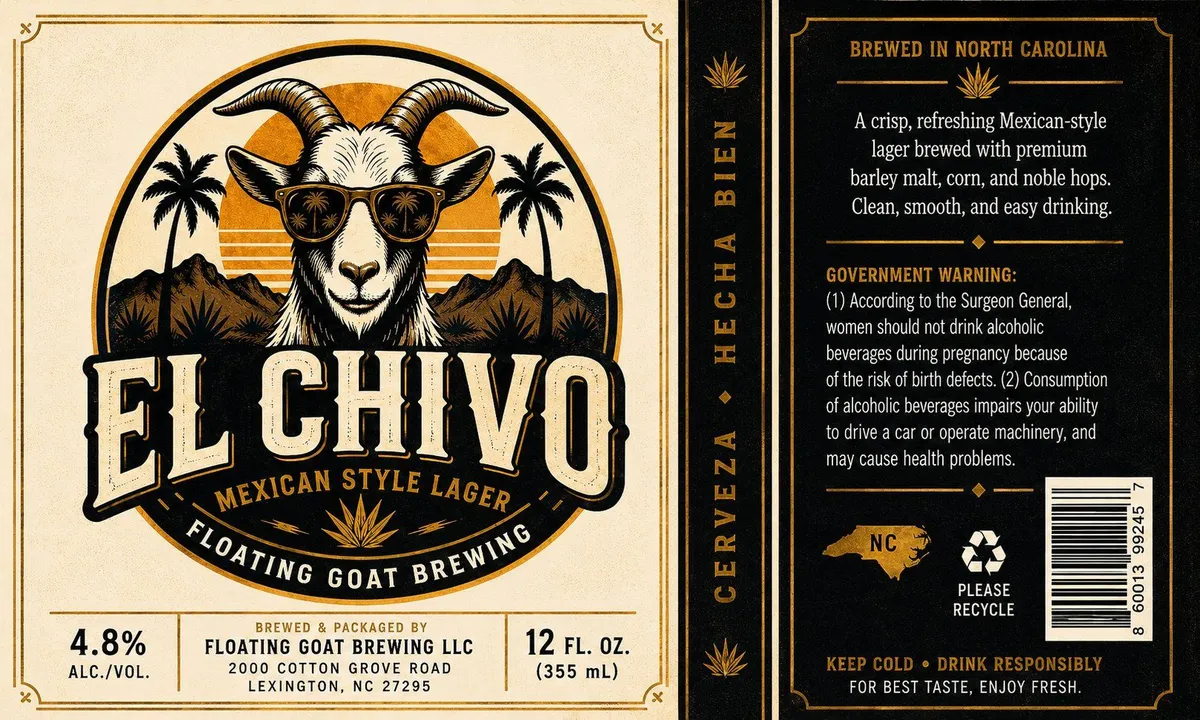 El Chivo Mexican Style Lager label art — EL CHIVO MEXICAN STYLE LAGER