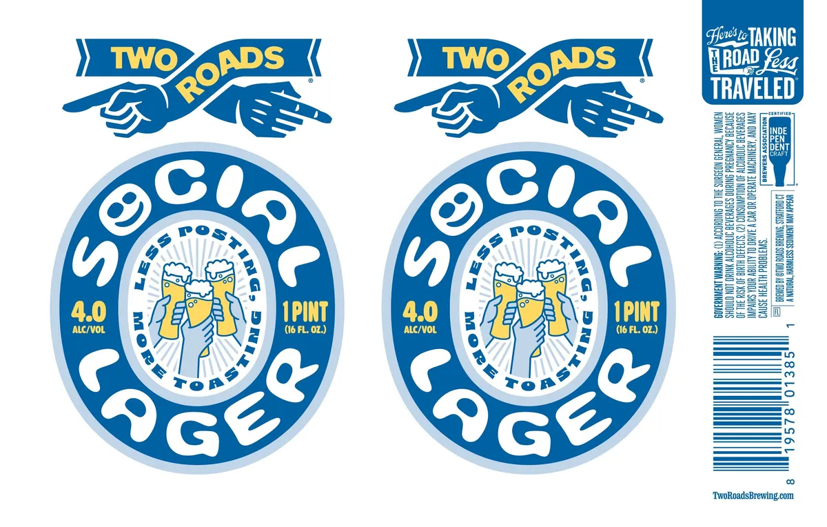 Social Lager label art — TWO ROADS