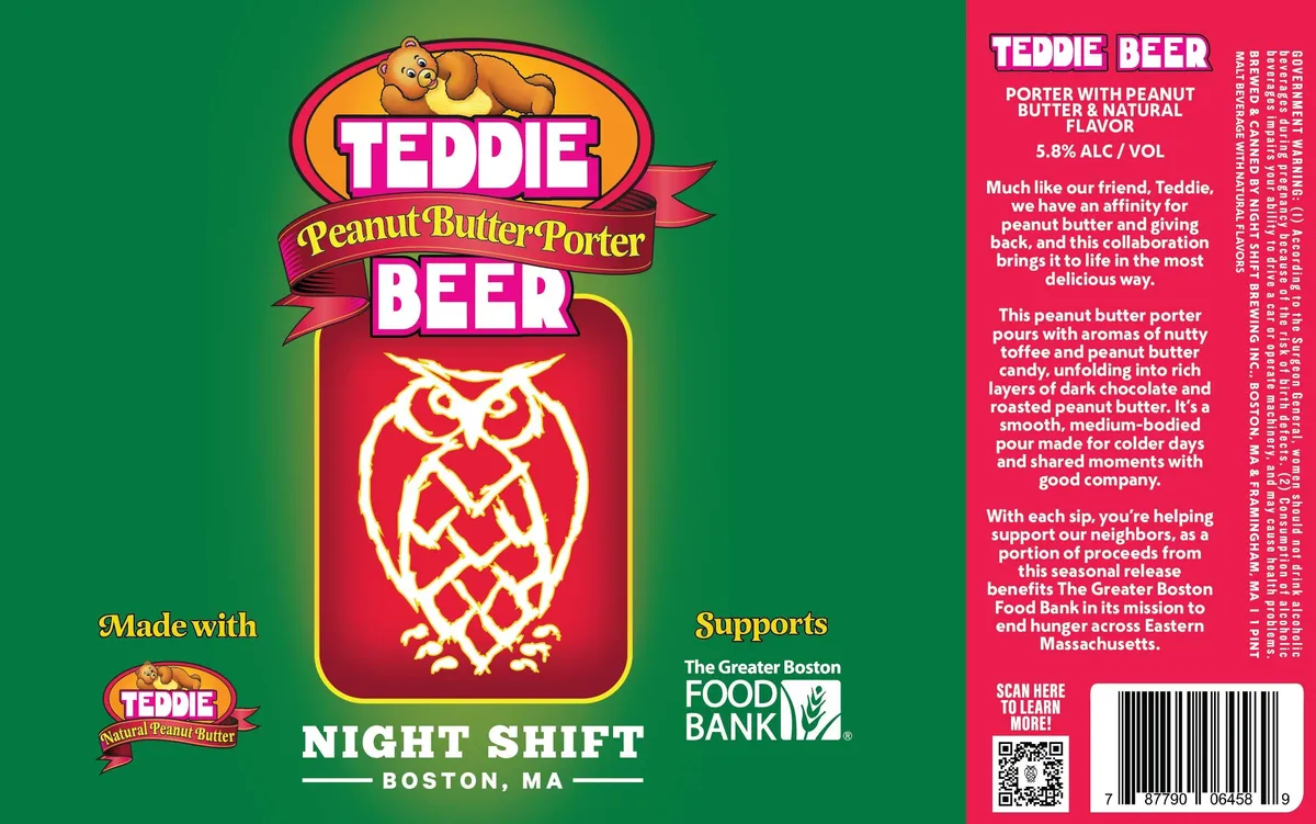 Peanut Butter Porter label art — TEDDIE BEER