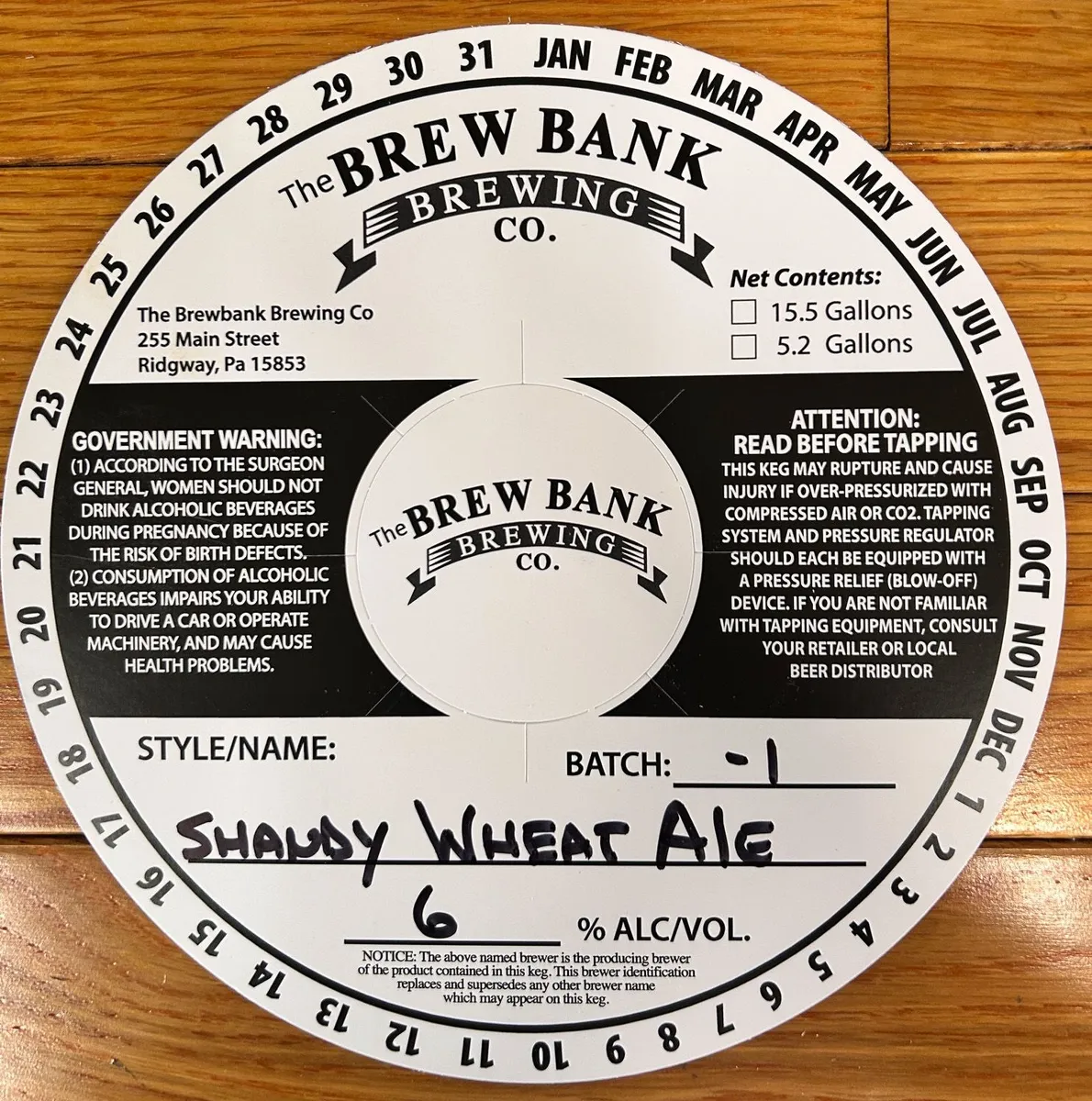 Shandy Wheat Ale — full label as filed with TTB