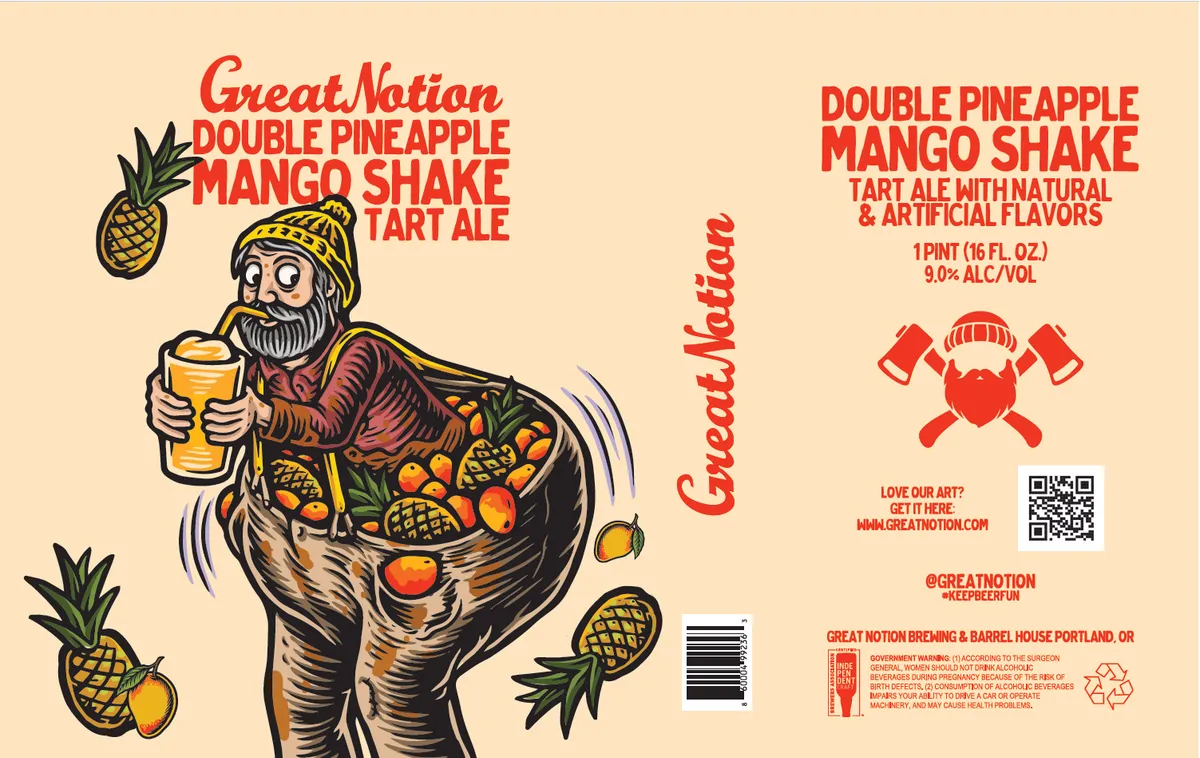 Double Pineapple Mango Shake label art — GREAT NOTION