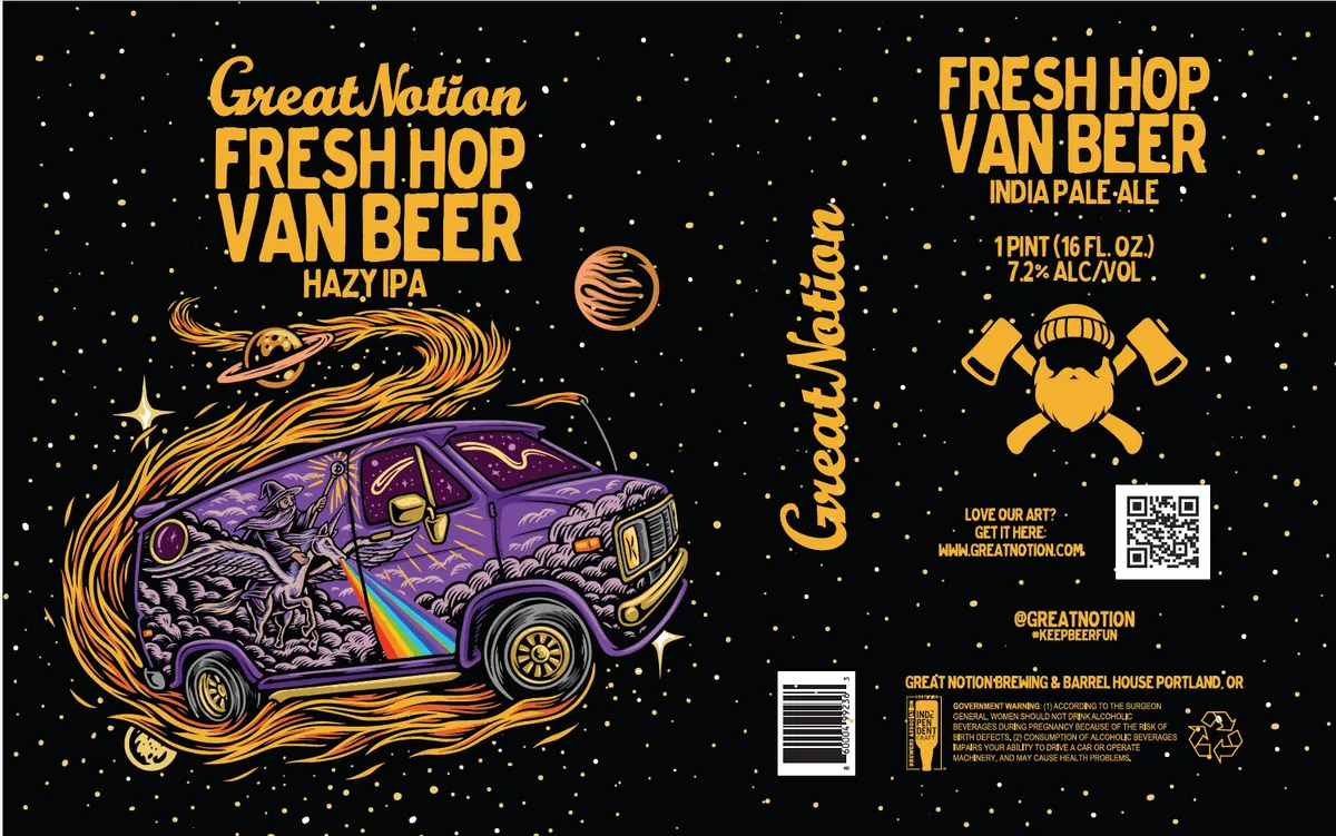 Fresh Hop Van Beer label art — GREAT NOTION