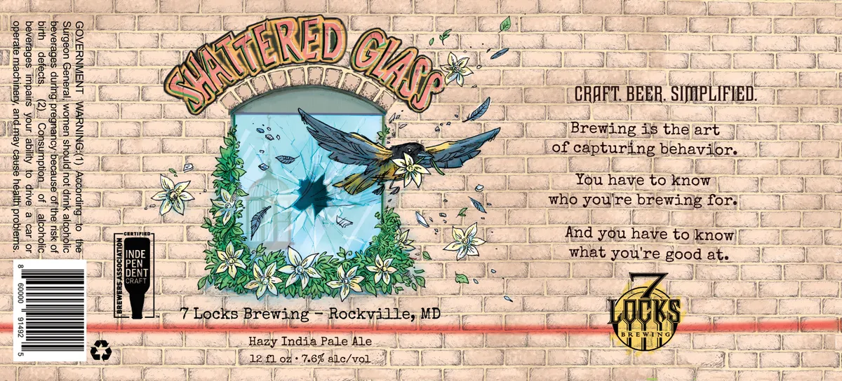 Shattered Glass label art — 7 LOCKS BREWING