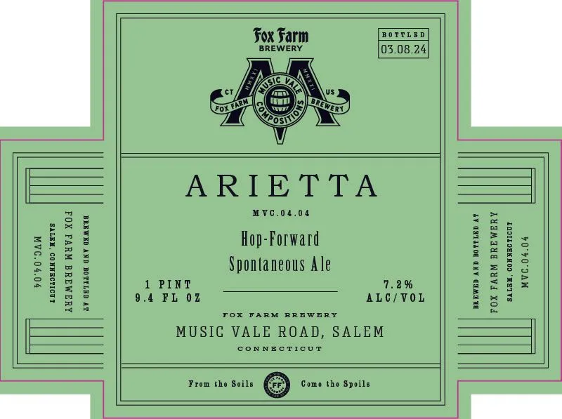 Arietta label art — ARIETTA HOP-FOWARD SPONTANEOUS ALE
