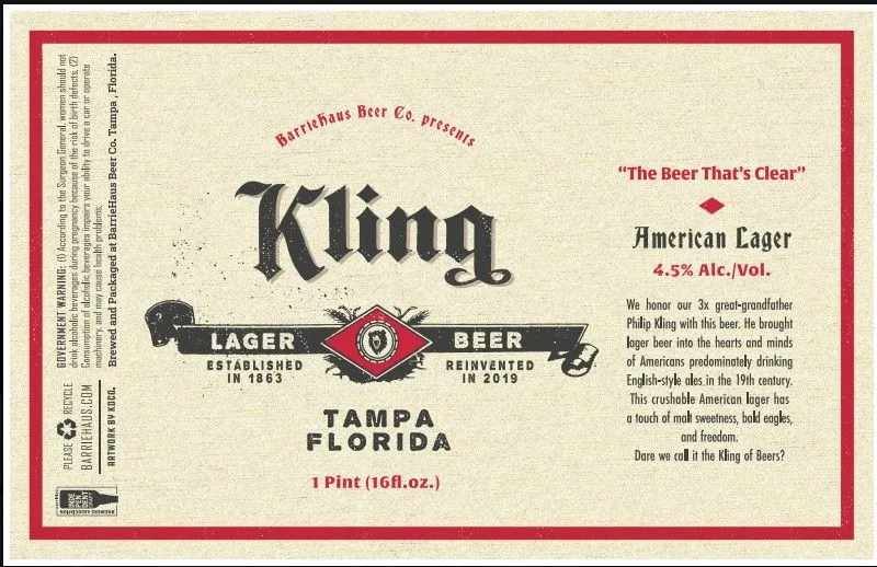 Kling Lager Beer label art — KLING LAGER BEER