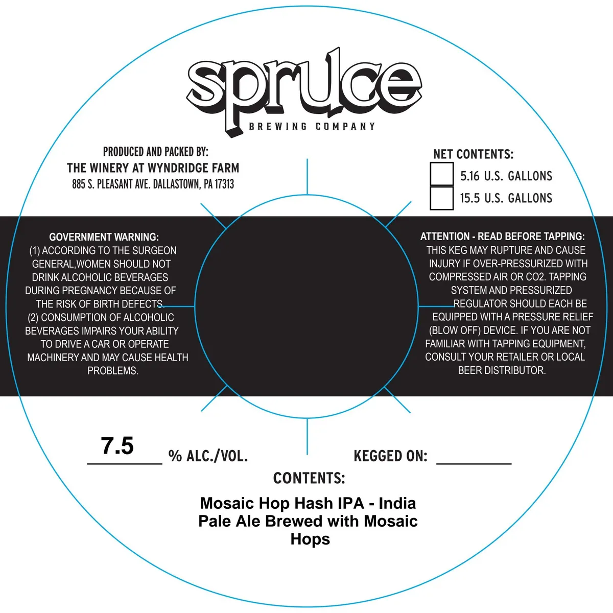 Mosaic Hop Hash IPA label art — SPRUCE BREWING COMPANY