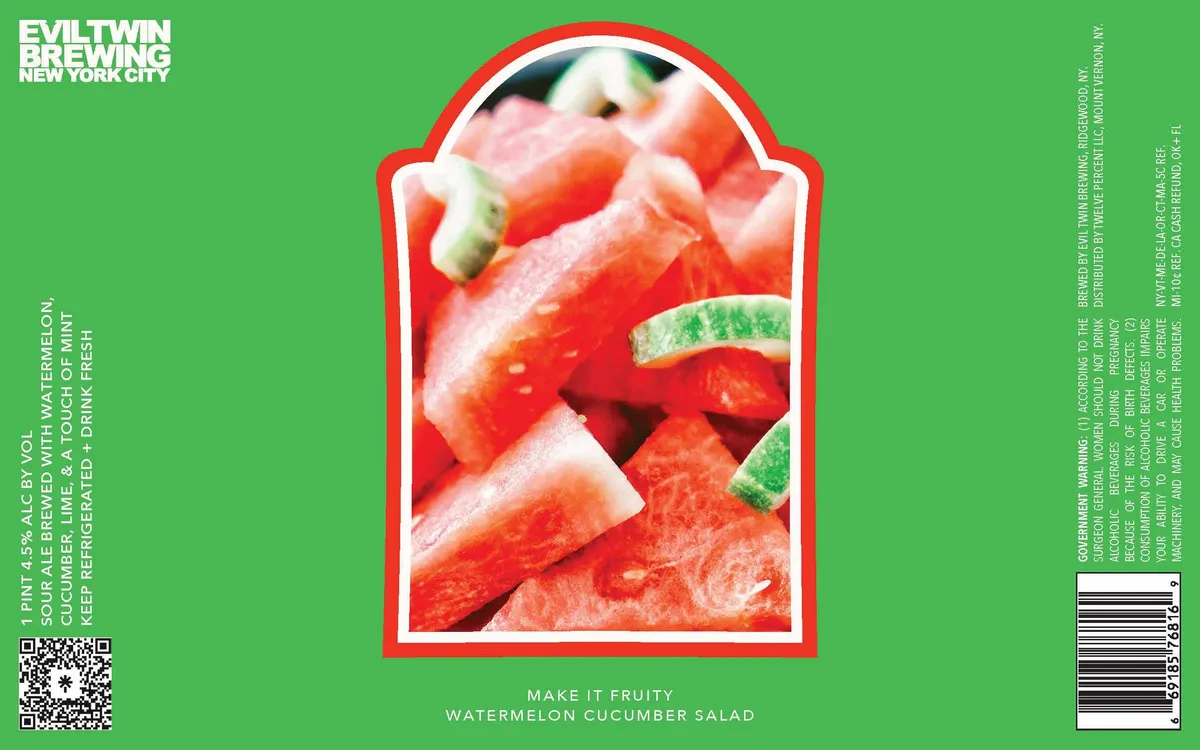 Make It Fruity Watermelon Cucumber Salad label art — EVIL TWIN BREWING NEW YORK CITY