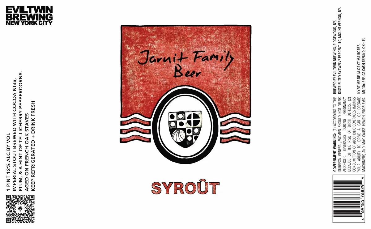Jarnit Family Beer Syrout label art — EVIL TWIN BREWING NEW YORK CITY