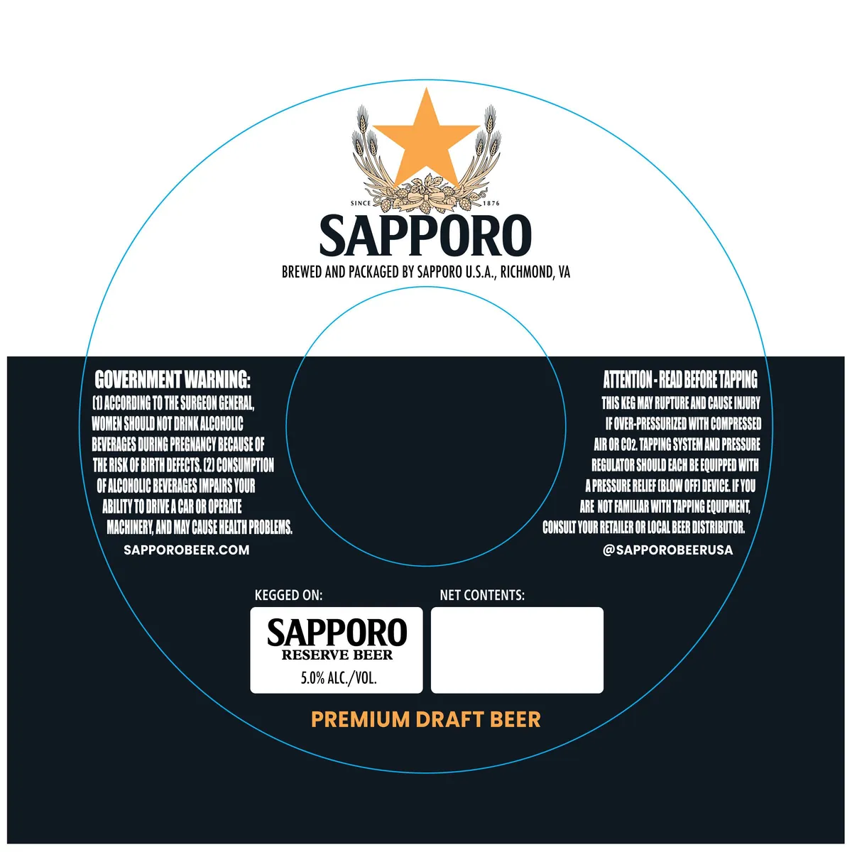 Sapporo Reserve Beer label art — SAPPORO RESERVE