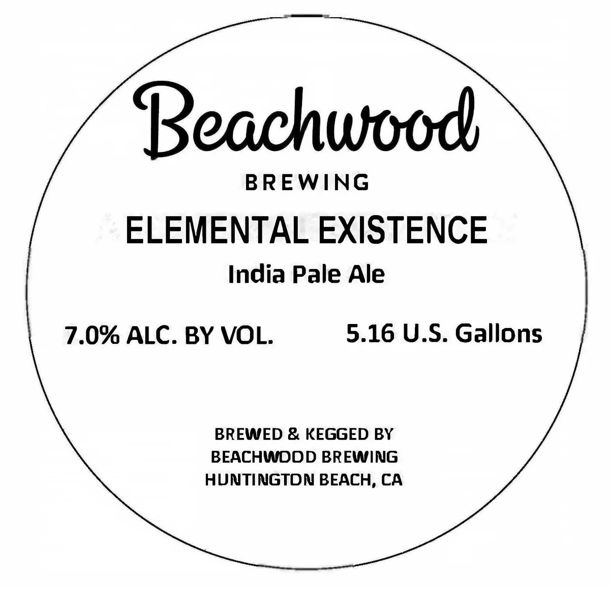 Elemental Existence — full label as filed with TTB