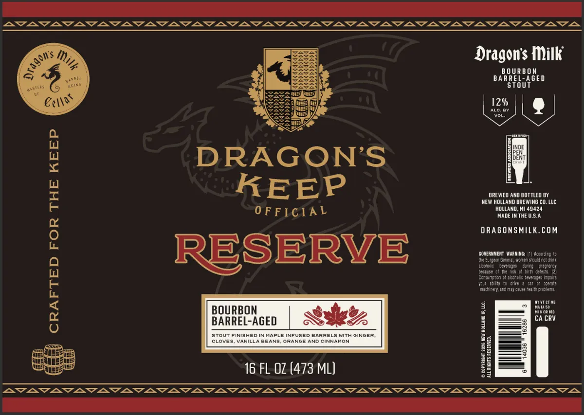 Dragon's Keep Official Reserve label art — DRAGON'S MILK