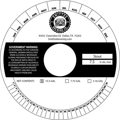 Smittox Brewing Co. Stout label
