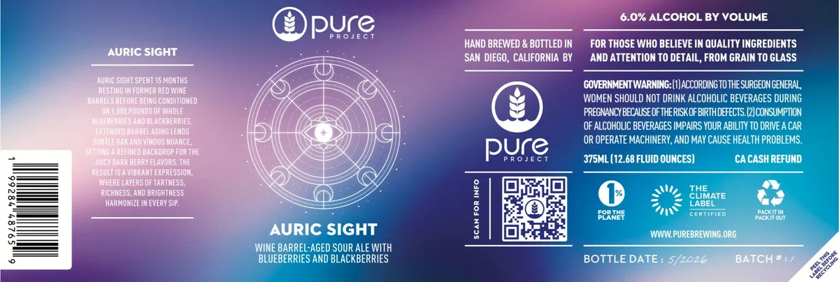 Auric Sight label art — PURE PROJECT