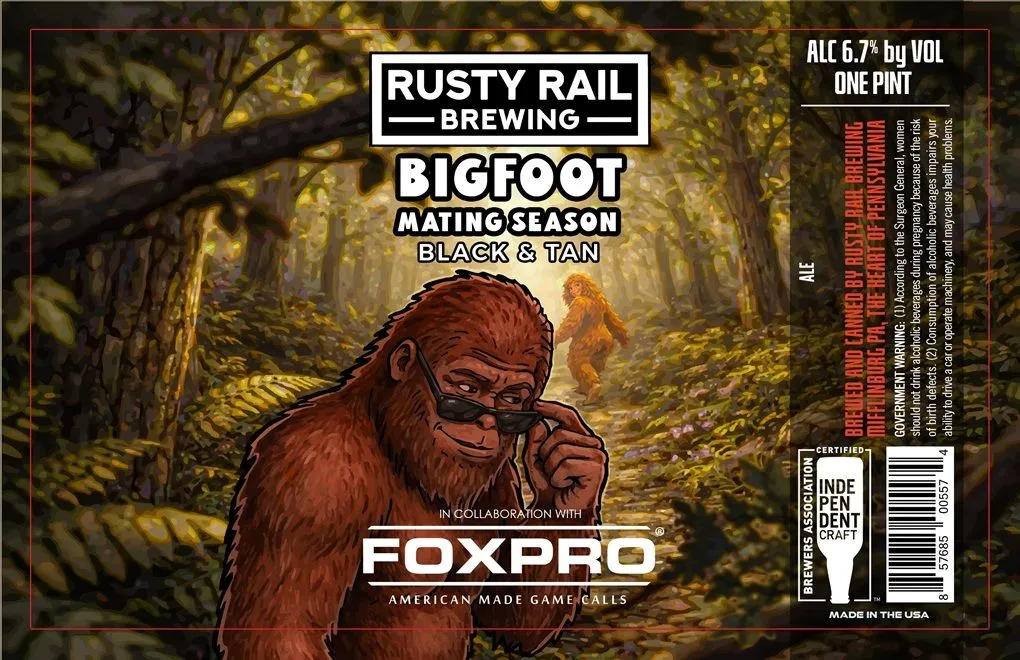 Bigfoot Mating Season label art — RUSTY RAIL BREWING
