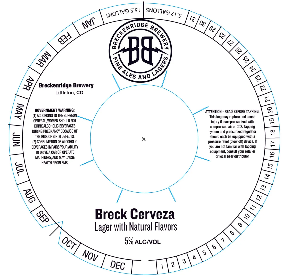 Breck Cerveza label art — BRECKENRIDGE BREWERY