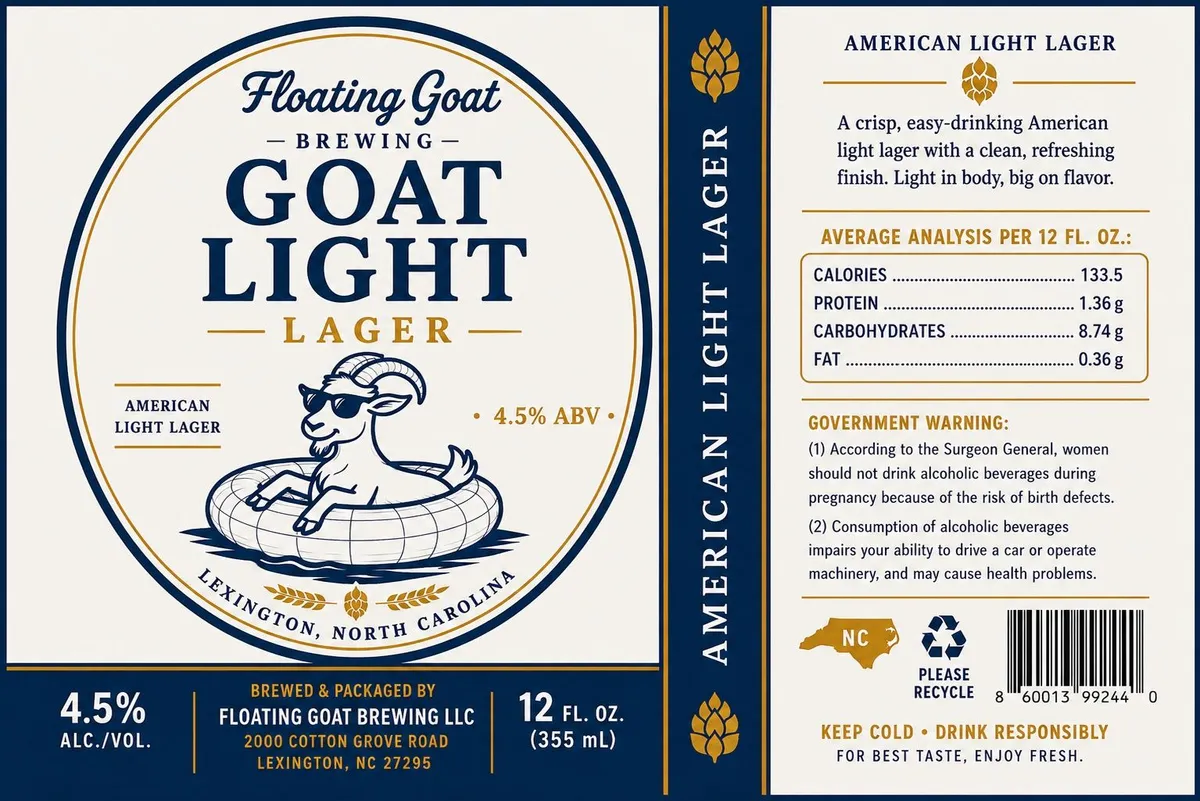 Goat Light Lager — full label as filed with TTB