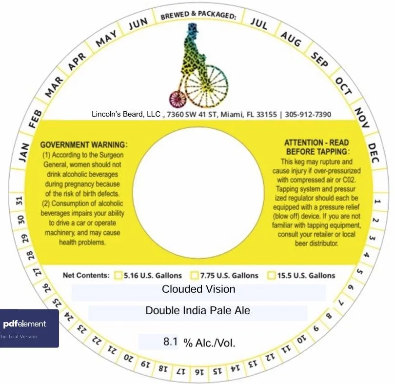Clouded Vision — full label as filed with TTB