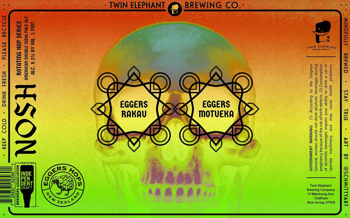 Nosh Eggers Rakau Eggers Motueka label art — NOSH