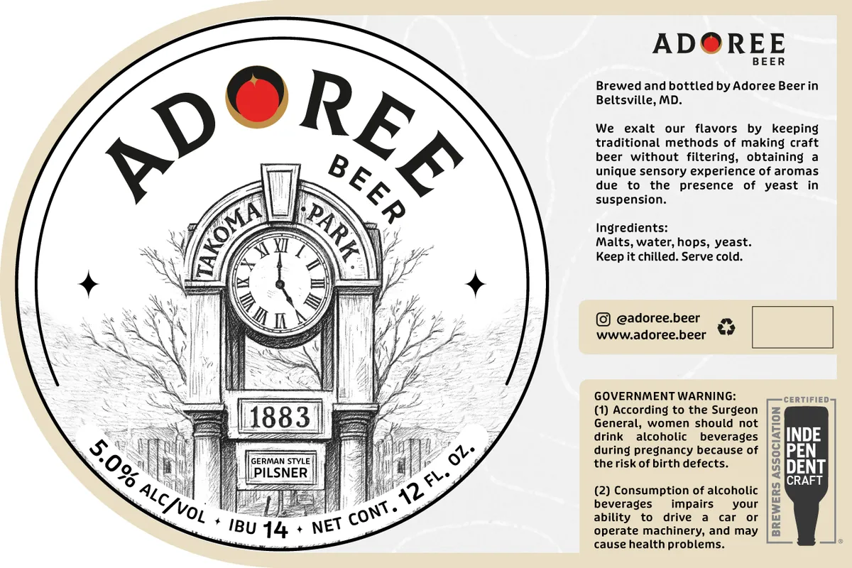 1883 German Style Pilsner label art — ADOREE BEER