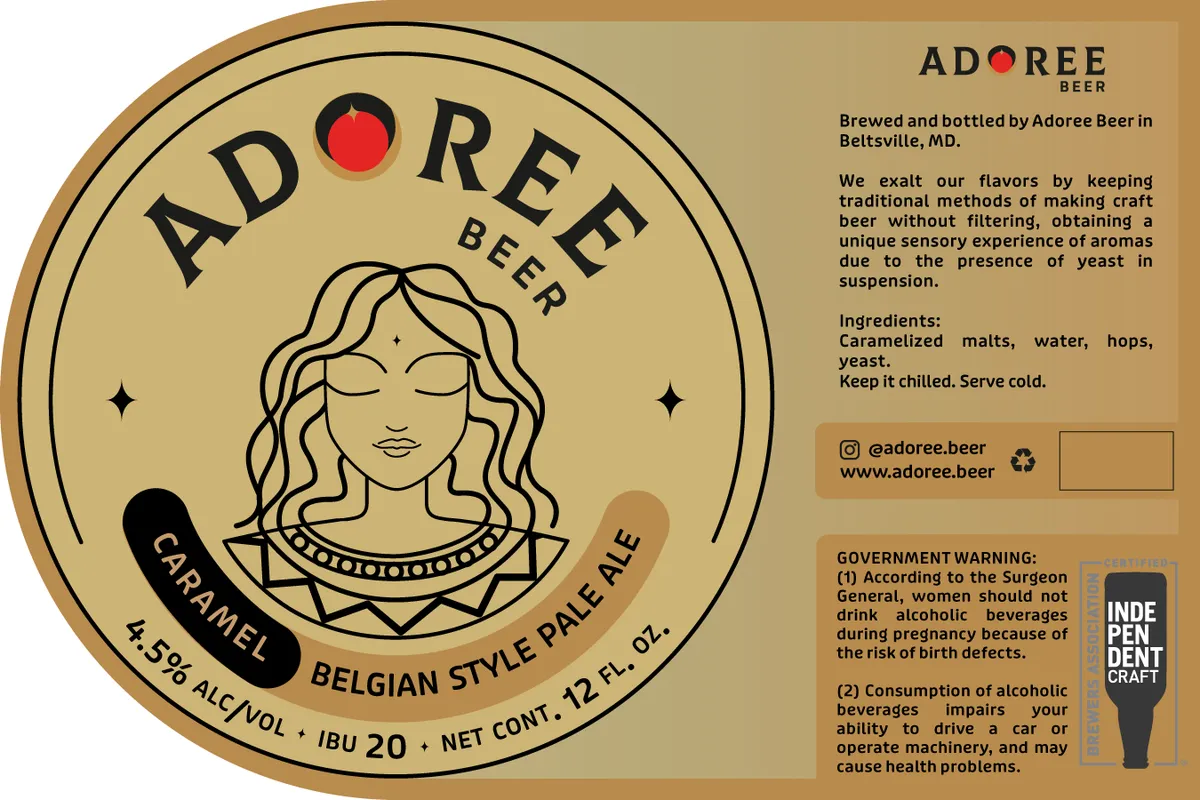 Caramel Belgian Pale Ale label art — ADOREE BEER