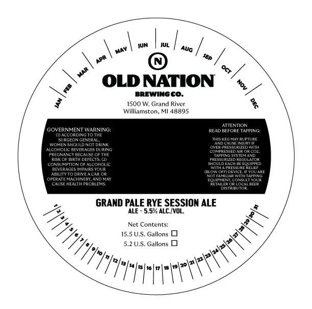 Grand Pale Rye Session Ale — full label as filed with TTB