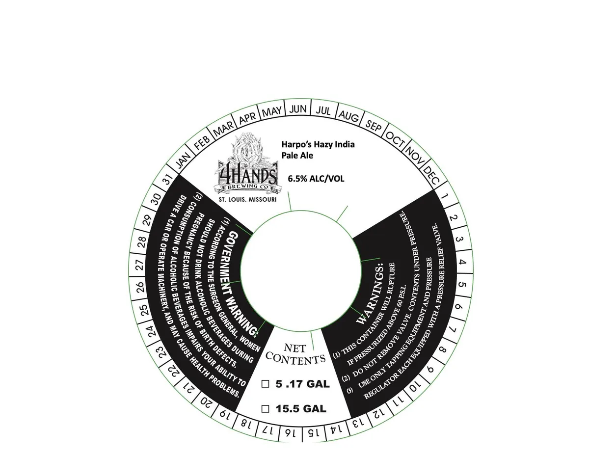 Harpo's Hazy India Pale Ale — full label as filed with TTB