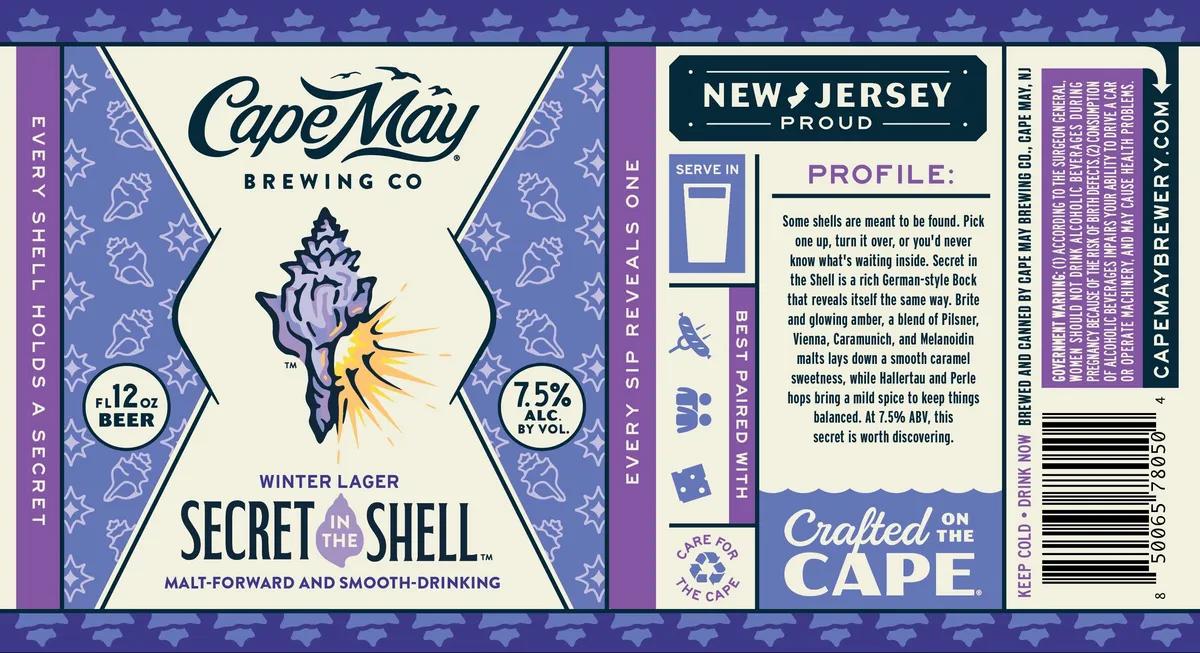 Secret In The Shell label art — CAPE MAY BREWING CO.