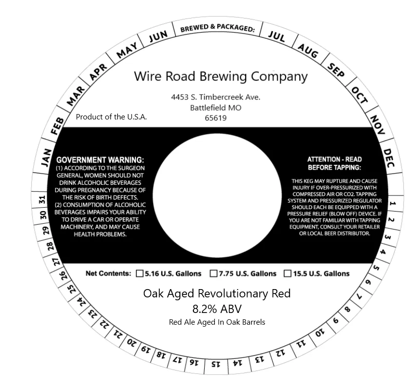 Oak Aged Revolutionary Red — full label as filed with TTB