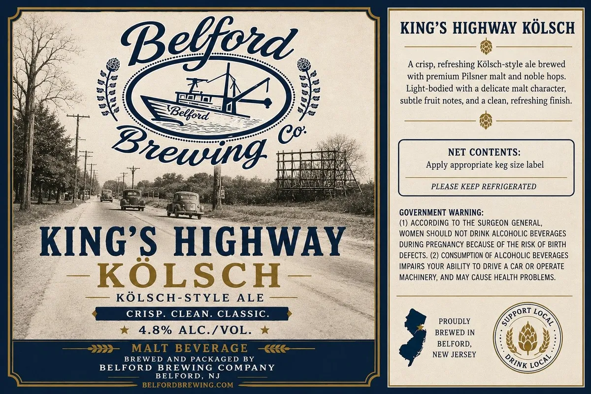 King's Highway Kölsch label art — KINGS HIGHWAY KOLSCH