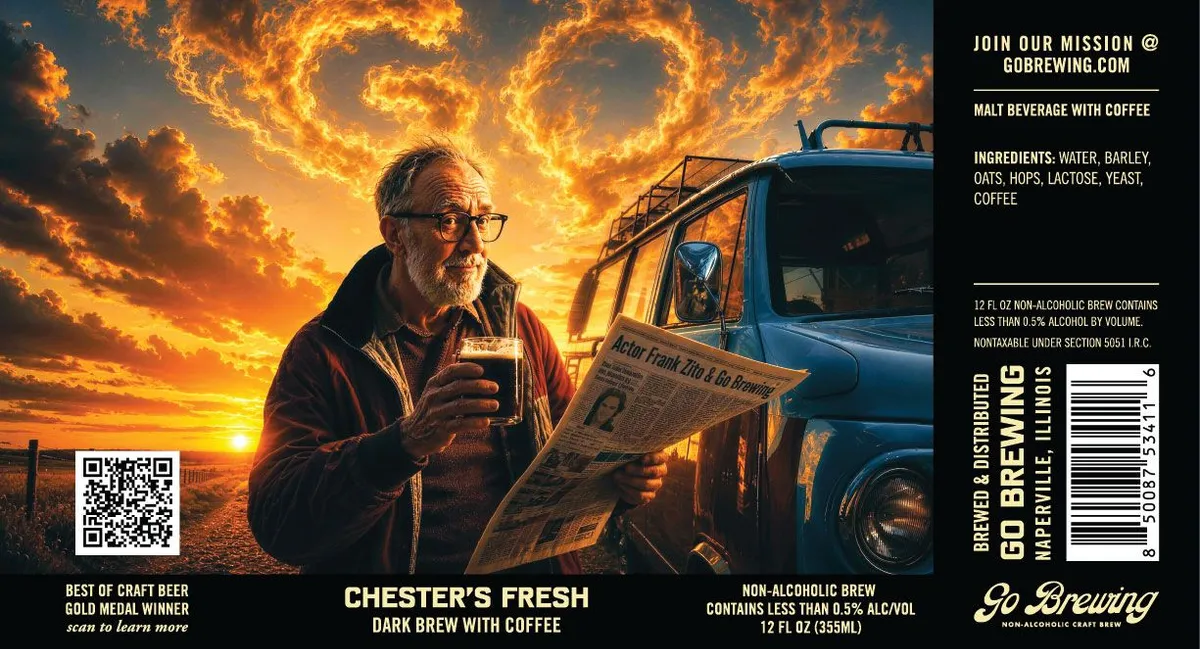 Chester's Fresh Dark Brew label art — GO BREWING