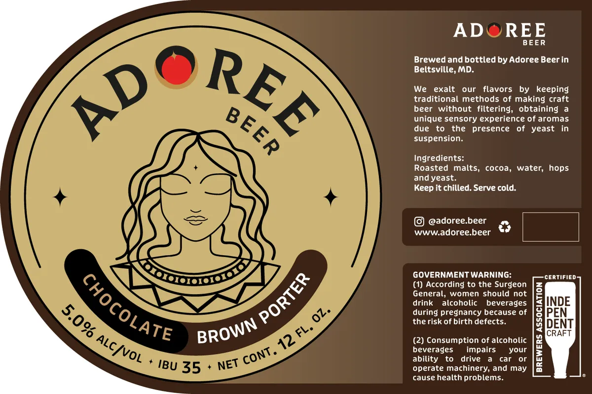 Chocolate Brown Porter label art — ADOREE BEER