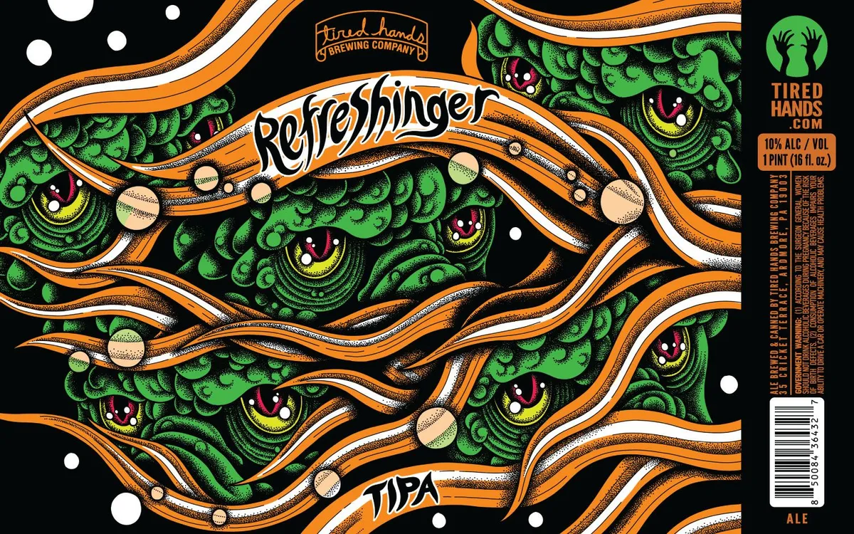 Refreshinger label art — TIRED HANDS BREWING COMPANY
