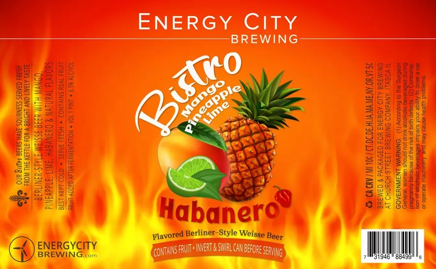 Bistro Mango Pineapple Lime Habanero label art — ENERGY CITY