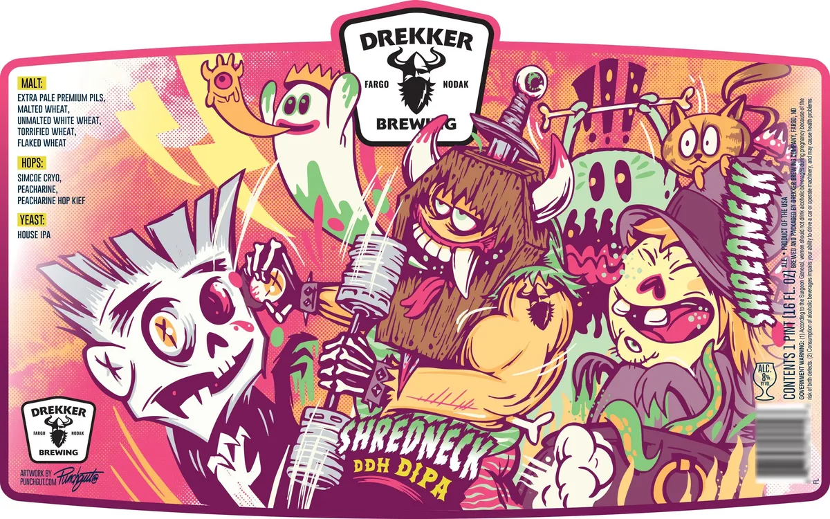Shredneck label art — DREKKER BREWING COMPANY