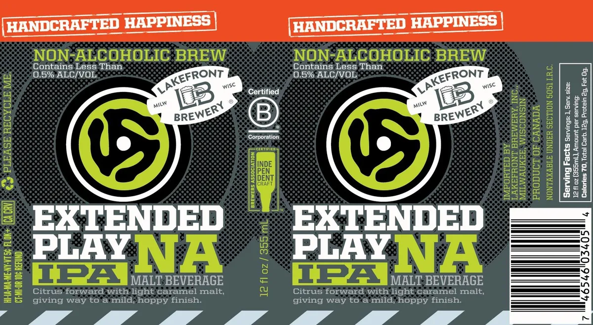 Extended Play NA IPA label art — LAKEFRONT BREWERY