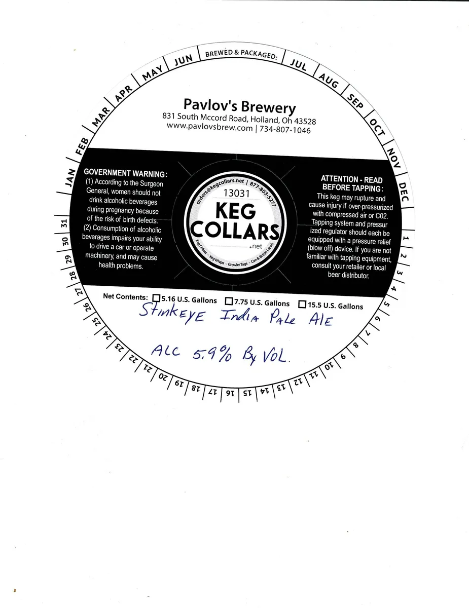 Stinkeye India Pale Ale label art — PAVLOV'S BREWERY