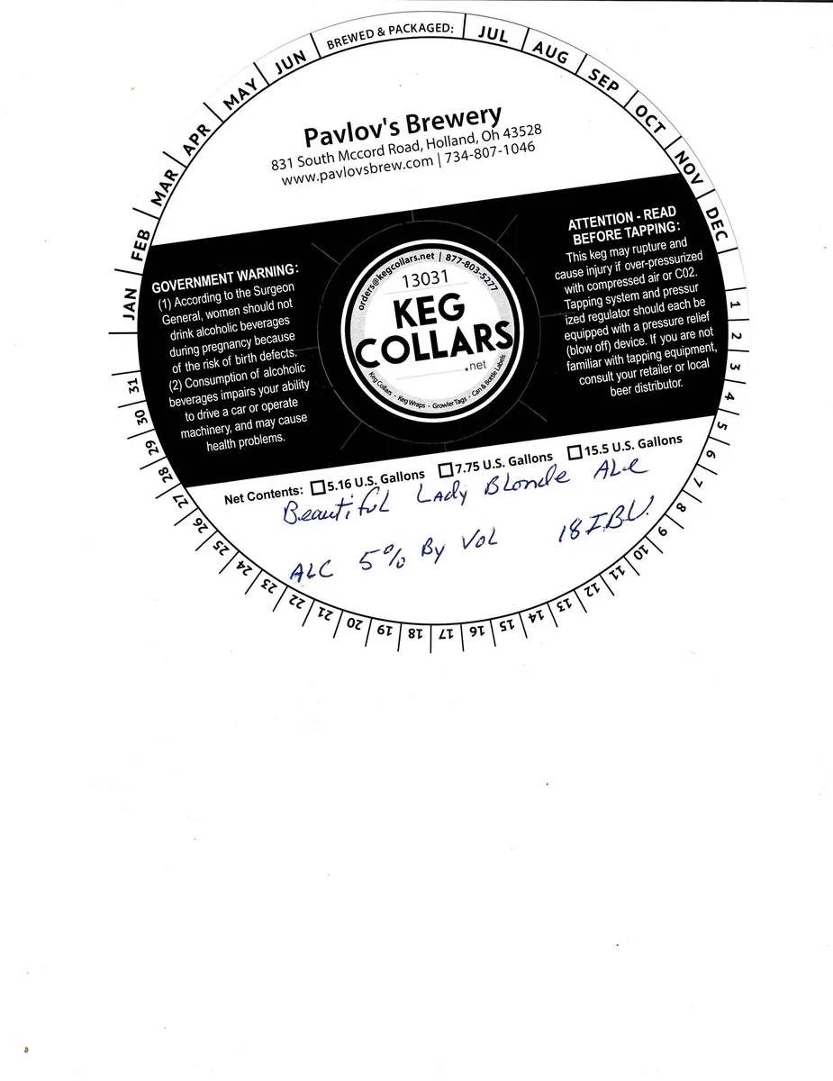 Beautiful Lady Blonde Ale label art — PAVLOV'S BREWERY