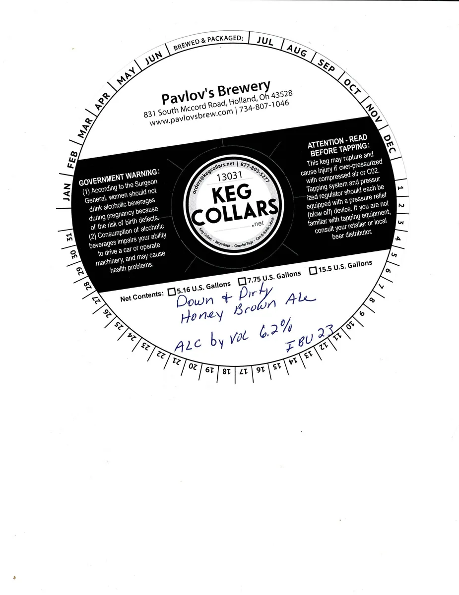 Down and Dirty Honey Brown Ale label art — PAVLOV'S BREWERY