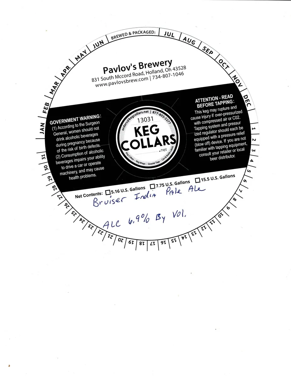 Bruiser India Pale Ale label art — PAVLOV'S BREWERY