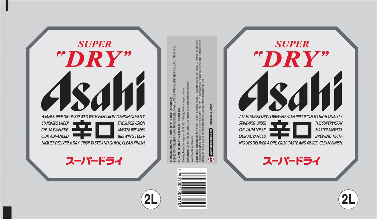 Asahi Super Dry — full label as filed with TTB