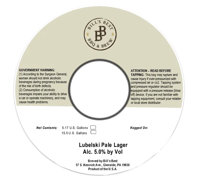 Lubelski Pale Lager — full label as filed with TTB